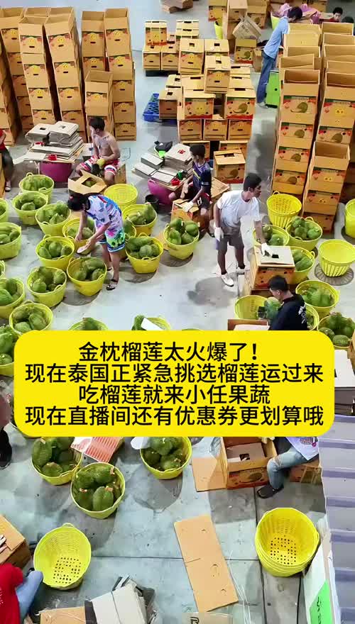 所有人现在！马上进直播间！泰国金枕榴莲直播间补贴价！更划算，快冲！#榴莲抢疯了 